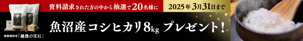 魚沼産コシヒカリ8kgプレゼント！